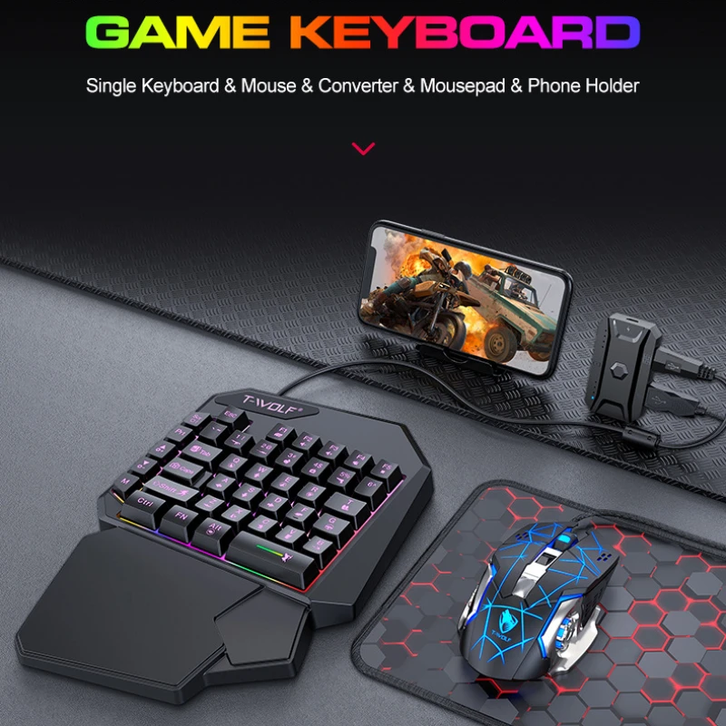 T-WOLF TF900 One Handed Keyboa - Gaming Accessories Bundle recension och pris